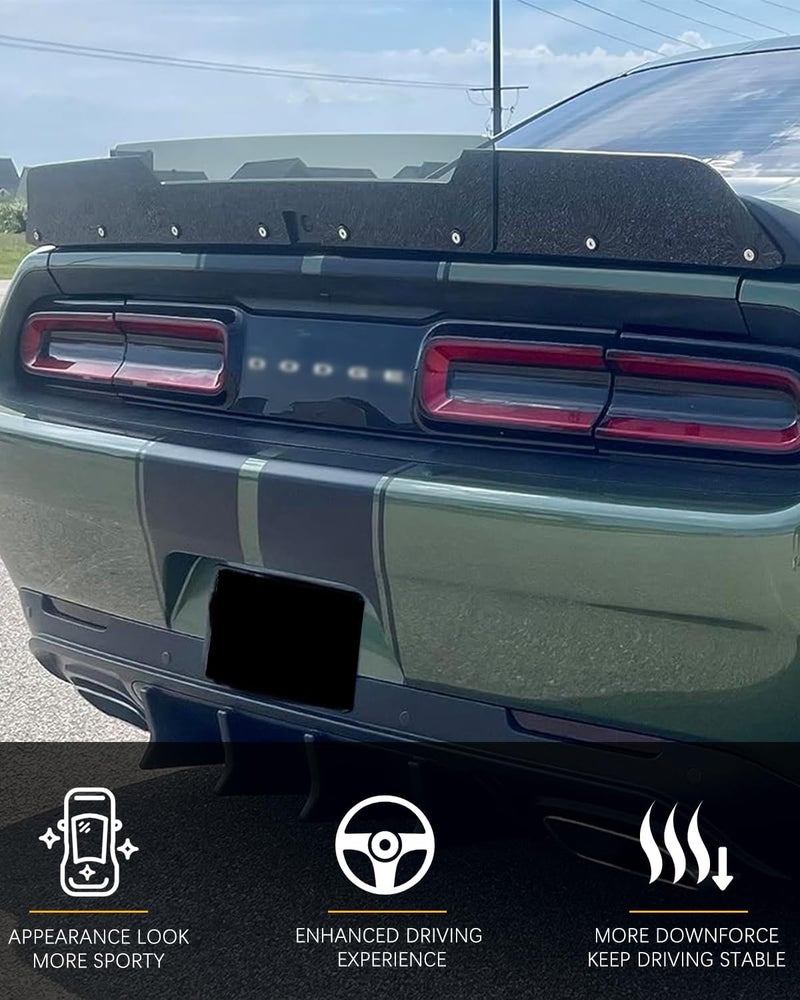Sunluway Rear Wickerbill Spoiler for Dodge Challenger 2015-2024 SRT RT Hellcat Scat Pack with Backup Camera, 2 Pieces Add-on Type Wicker Bill Spoiler with RivNut Tool - Image 5